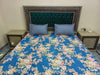 Royal Blue Vintage Floral Bed Sheet Set with Striped Pillows