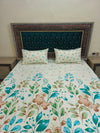 Modern Botanical Bliss Ivory & Teal Bed Set