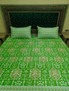 Premium Cotton Printed Bedsheet Set – Green Floral Elegance