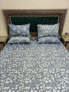 Teal Medallion Leaf & White Bed Set